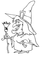A coloring page of witches